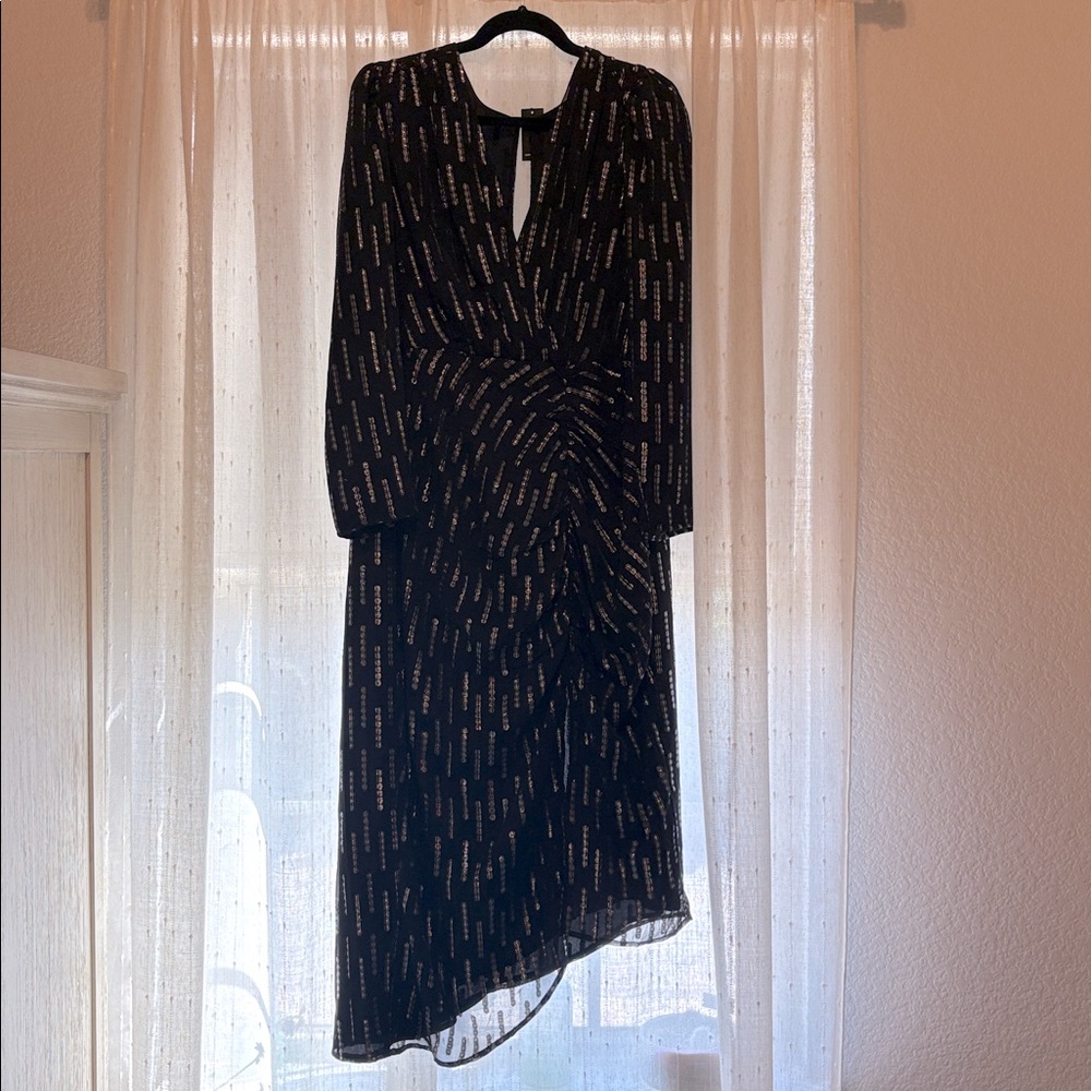 Express Elegant Black Dress with Silver Accents